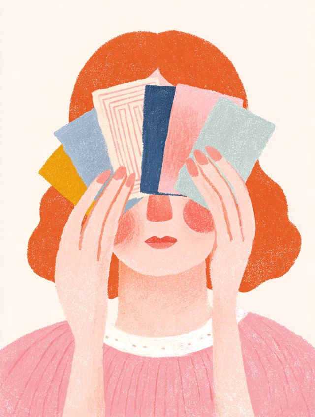 Witch with Tarot Cards Illustration