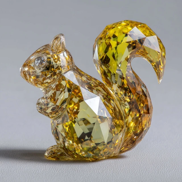 Yellow Diamond Squirrel Sculpture Art