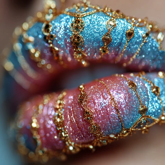 Glitter Lips Kintsugi Face Mask Dreamy Portrait