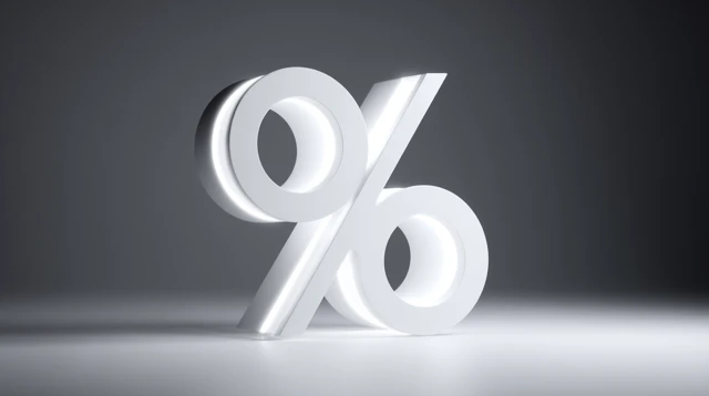 3D Percentage Symbol Abstract White Lighting