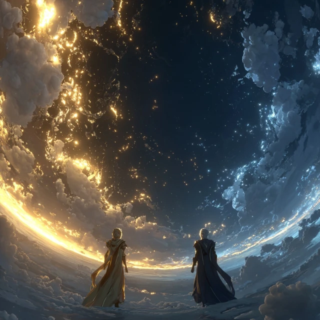 Celestial Beings Facing a Cosmic Rift