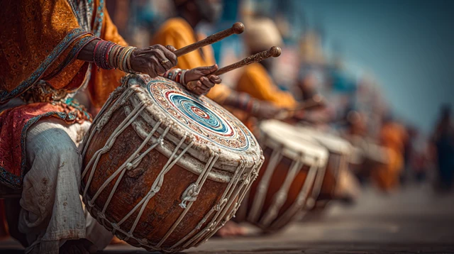 Traditional Odia Musicians Drumming at Ratha Yatra