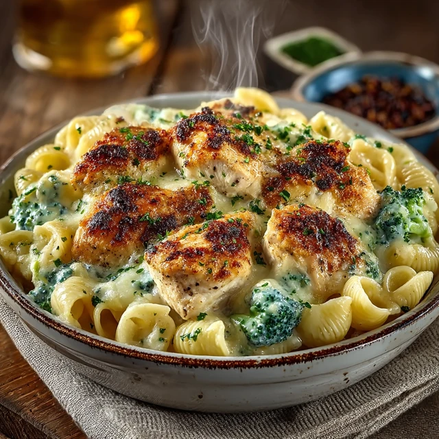 Creamy Chicken Broccoli Alfredo Pasta Bake Recipe