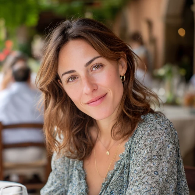 Italian Mother Portrait Garden Restaurant Candid Photography