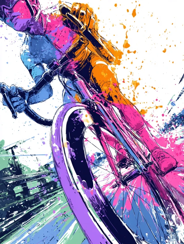 Extreme Cyclist Illustration - Abstract and Colorful