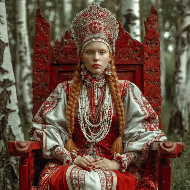 Hyperrealistic Slavic Woman in Traditional Costume