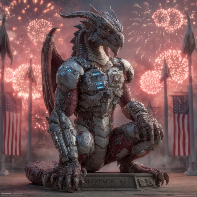 Patriotic Cyborg Dragon Epic Fantasy