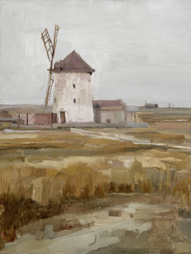 Windmill Painting Landscape Countryside Art