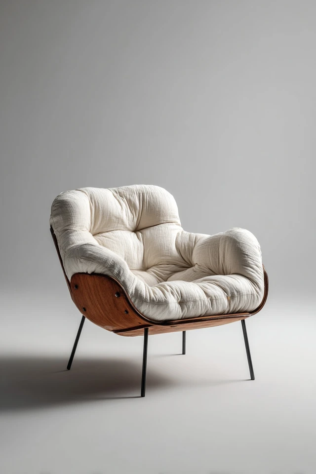 Modern Lounge Chair Design Wooden Frame Fabric
