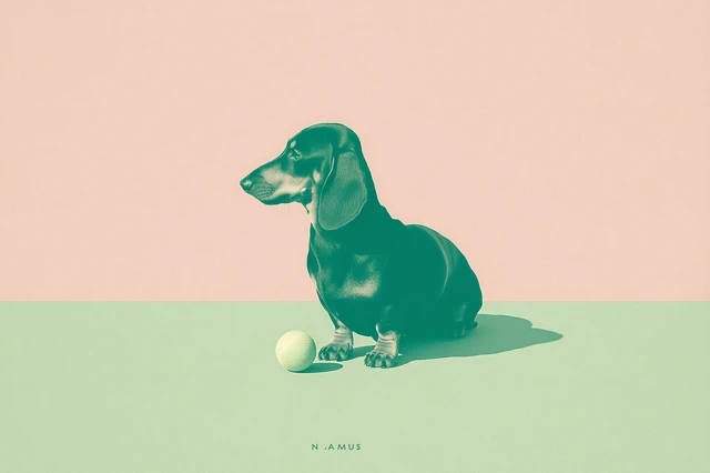 Dachshund Playing Minimalist Illustration