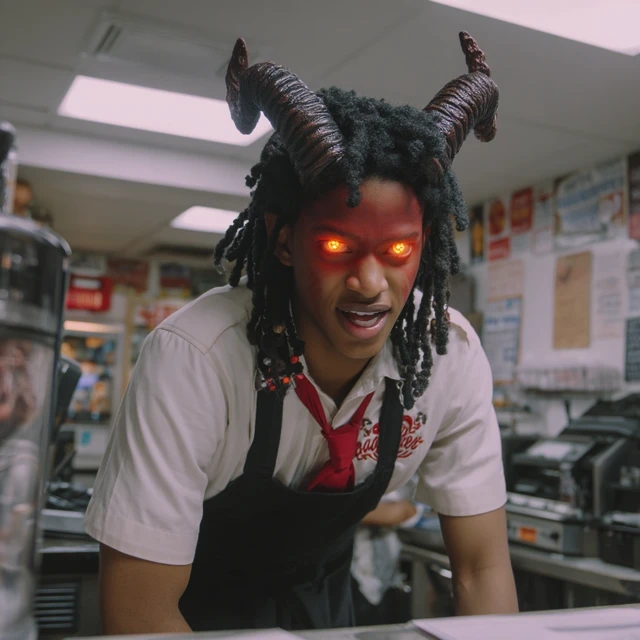 Devil Man Working at Waffle House