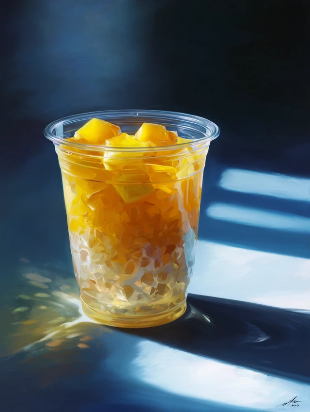 Mango Yuzu Sago Drink Art Cinematic Lighting