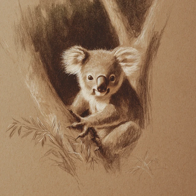 Koala Bear Sketch Vintage Art