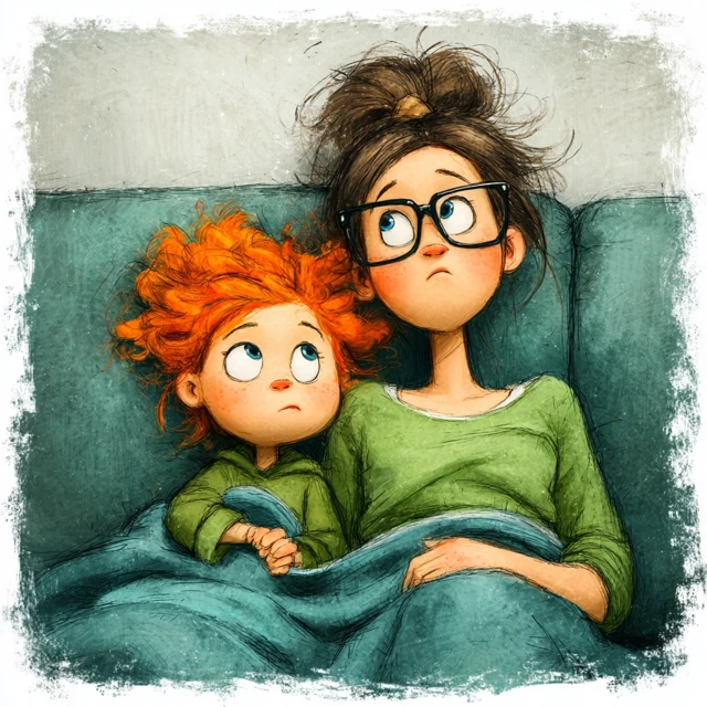 Cute illustration of a mother and daughter