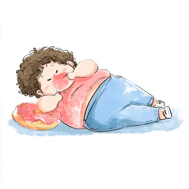 Happy Cartoon Boy with a Donut