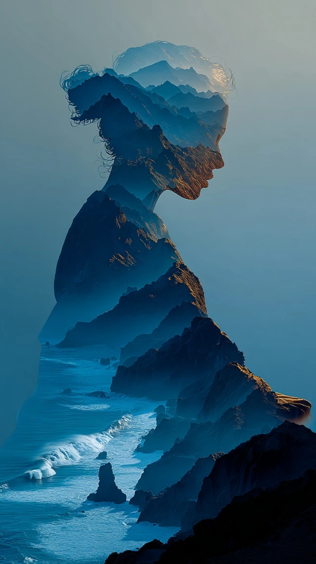 Meditation on a Cliff Digital Painting Surreal