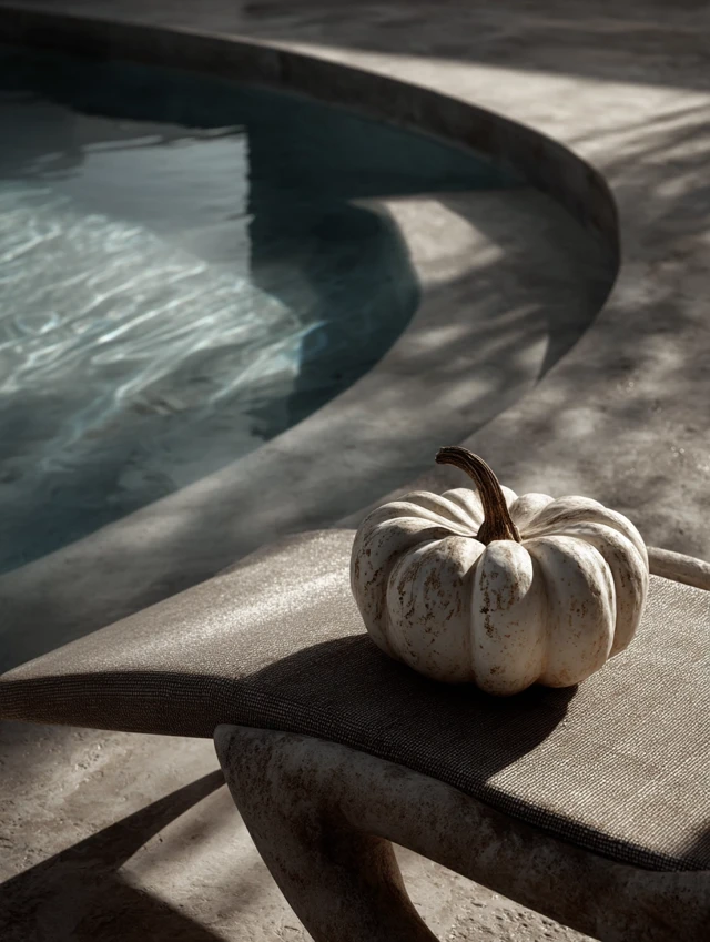Pumpkin by the Pool Summer Surrealism