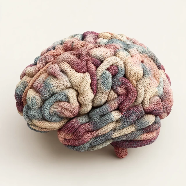 Knitted Brain 3D Illustration Pastel Colors Anatomical