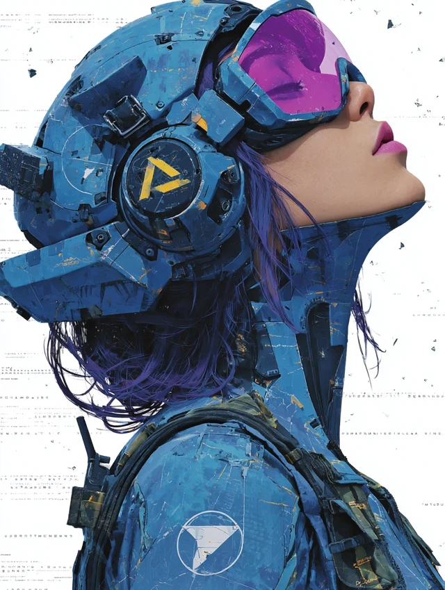 Cyberpunk Futuristic Woman with Closed Eyes