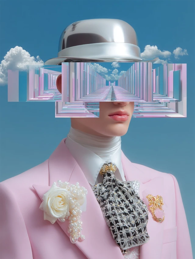 Surreal Floral Portrait Golden Details