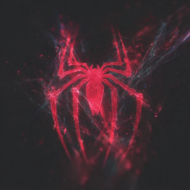 SpiderMan Logo 3D Illustration Red and Black