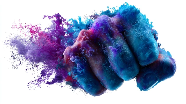 Watercolor Fist Blue Purple Art Painting