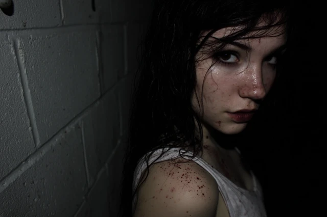 Portrait of a Moody Young Woman in the Dark