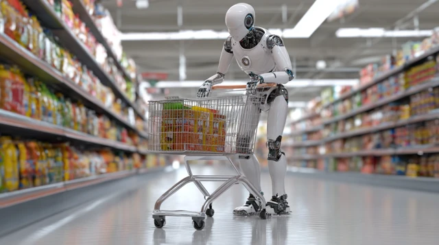 Robot in Supermarket Shopping with a Cart