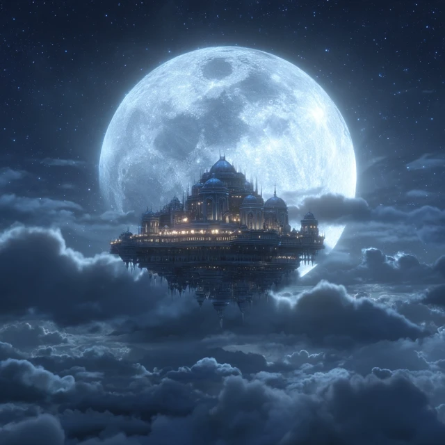 Celestial Palace Under the Moon Fantasy Illustration