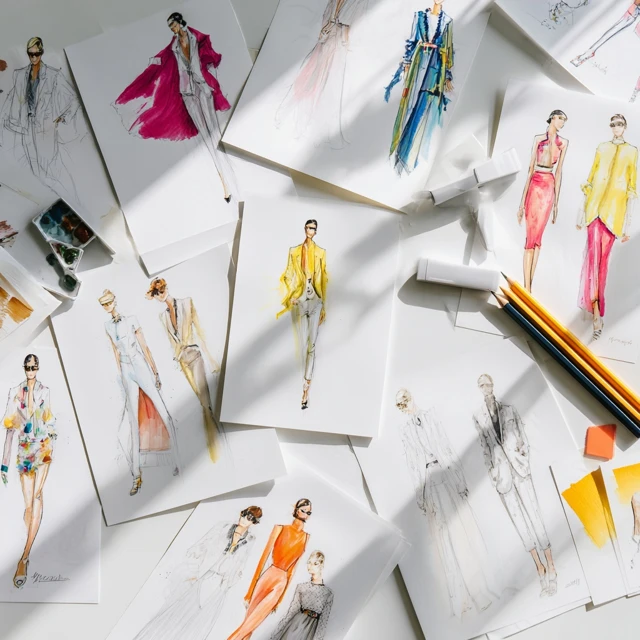 Fashion Designer Workspace Haute Couture Sketches