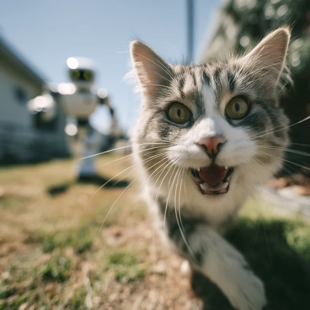 Cat vs Robot: A Funny Chase