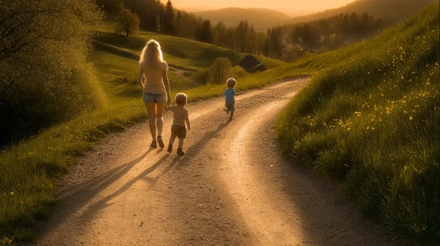 Mother and Sons: Journey of Life in Spring