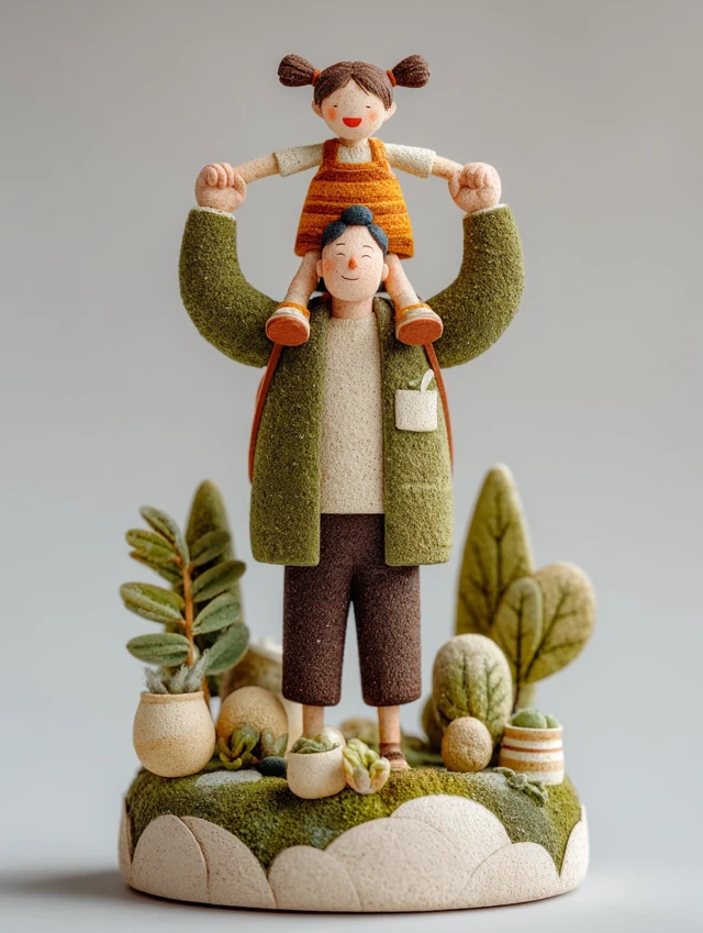 Father and Daughter Model in a Garden Scene