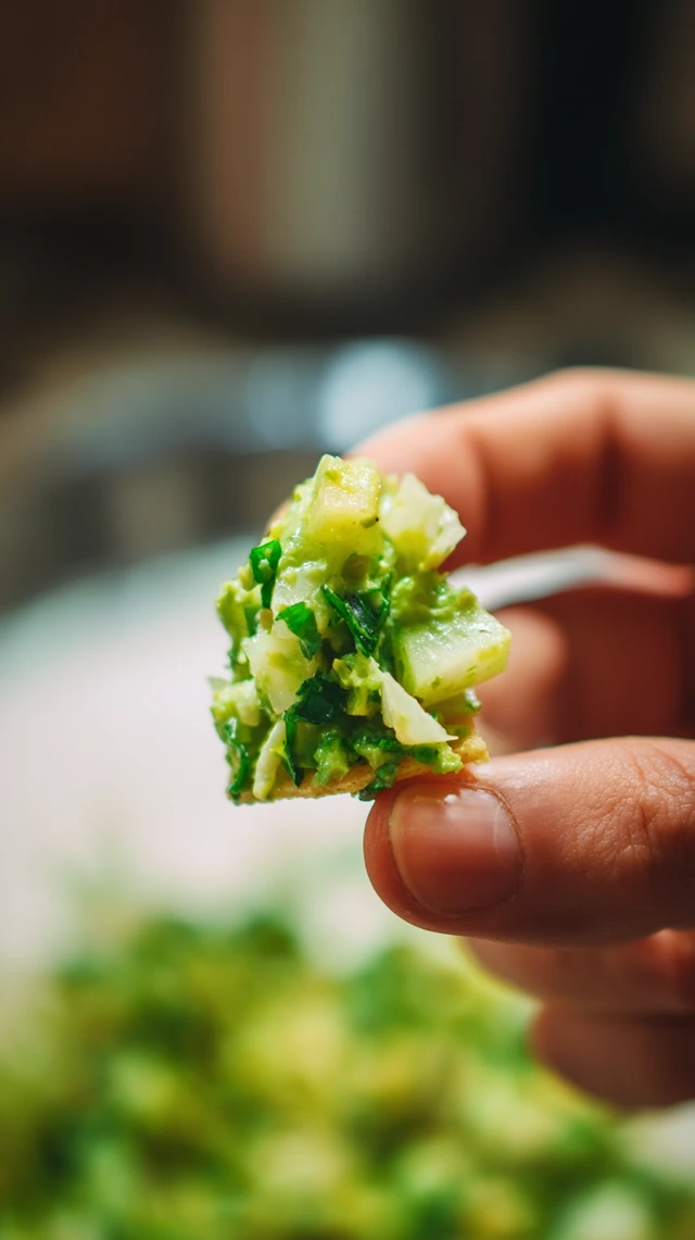 Tortilla Chip with Green Goddess Salad Food Photography