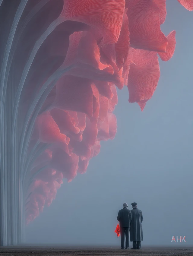 Surreal Flower Shroom Landscape Artwork 3D Emotive