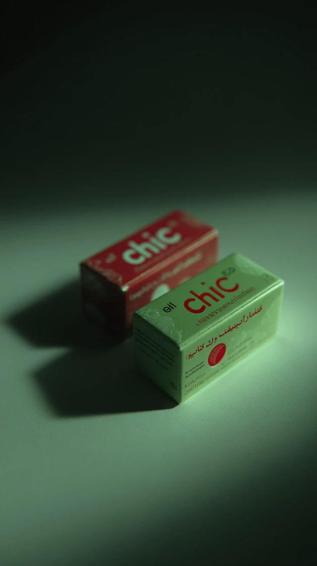 Chic Gum Packaging Red and Green Hyperrealistic