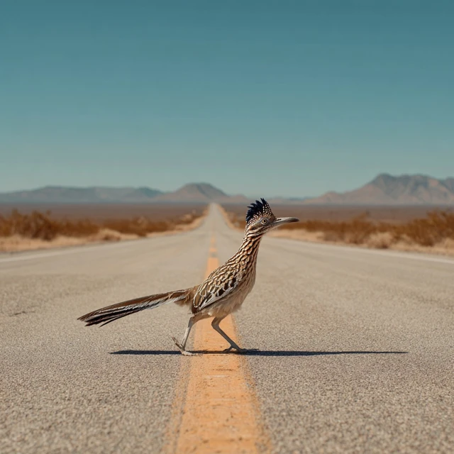 Roadrunner Crossing Desert Highway Real Image