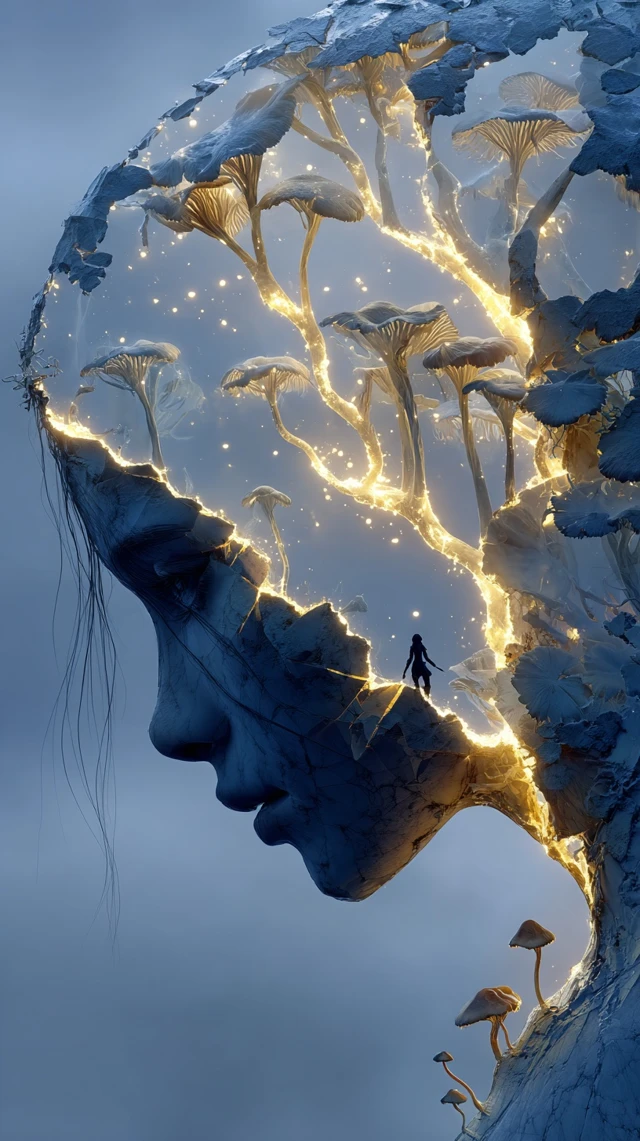 Cracked Face Fantasy Forest Artwork