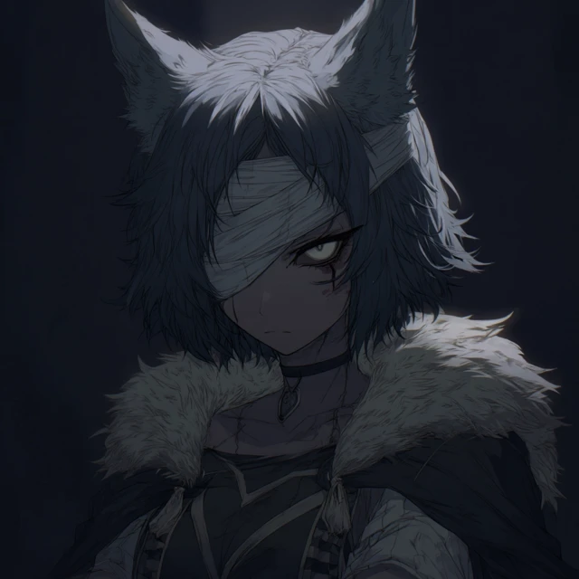 Bleak Anime Wolf Woman Bandaged Eye