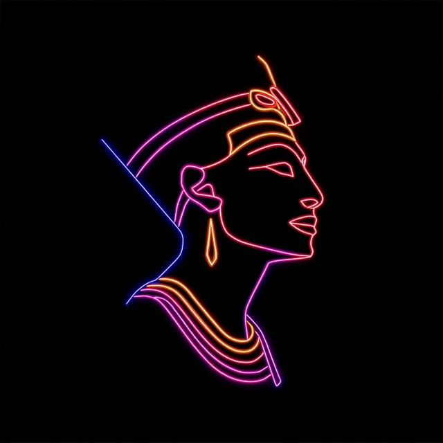 Neon Pharaoh Face Minimalist Art