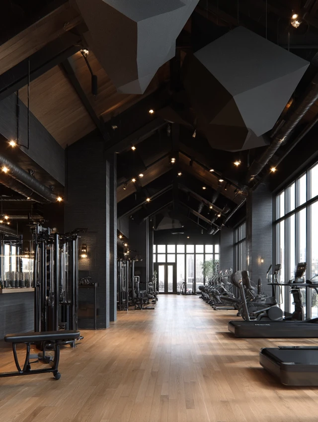 Modern Gym Interior with Geometric Design