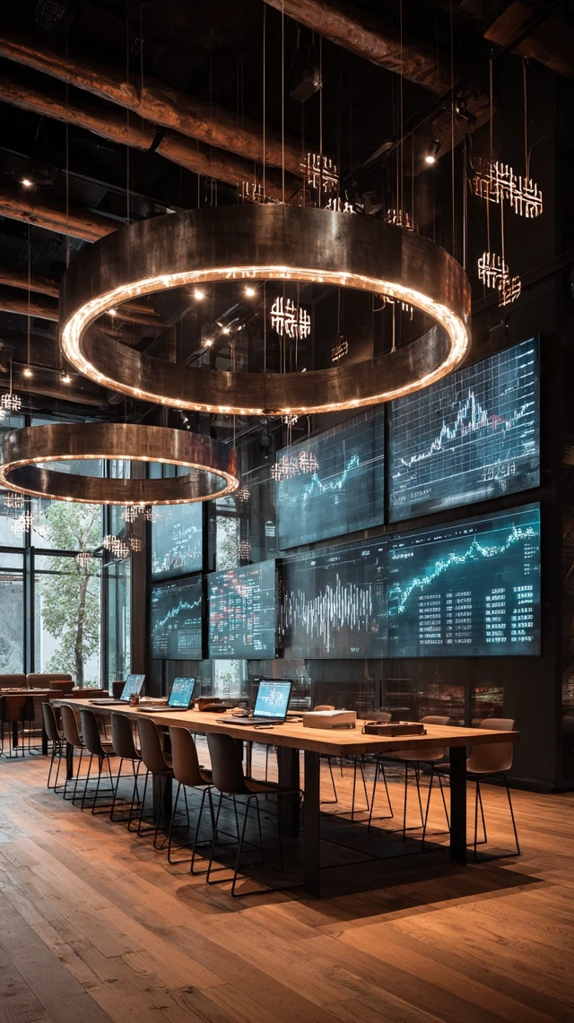 Futuristic Restaurant Design with Financial Data