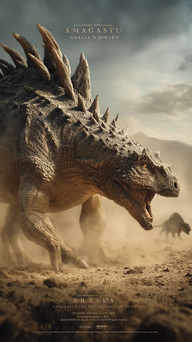 Amargasaurus Dinosaur Roaring in Desert Scene