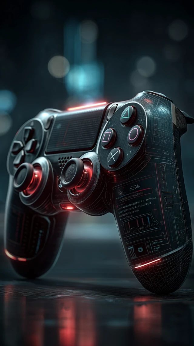 Cyberpunk Playstation Controller Red and Black