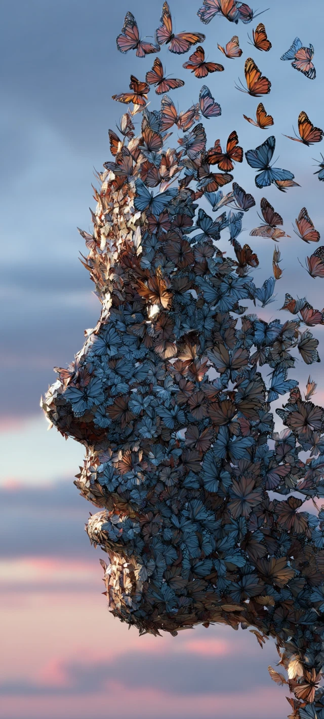 Butterfly Face Surreal Art Dreamlike Scene
