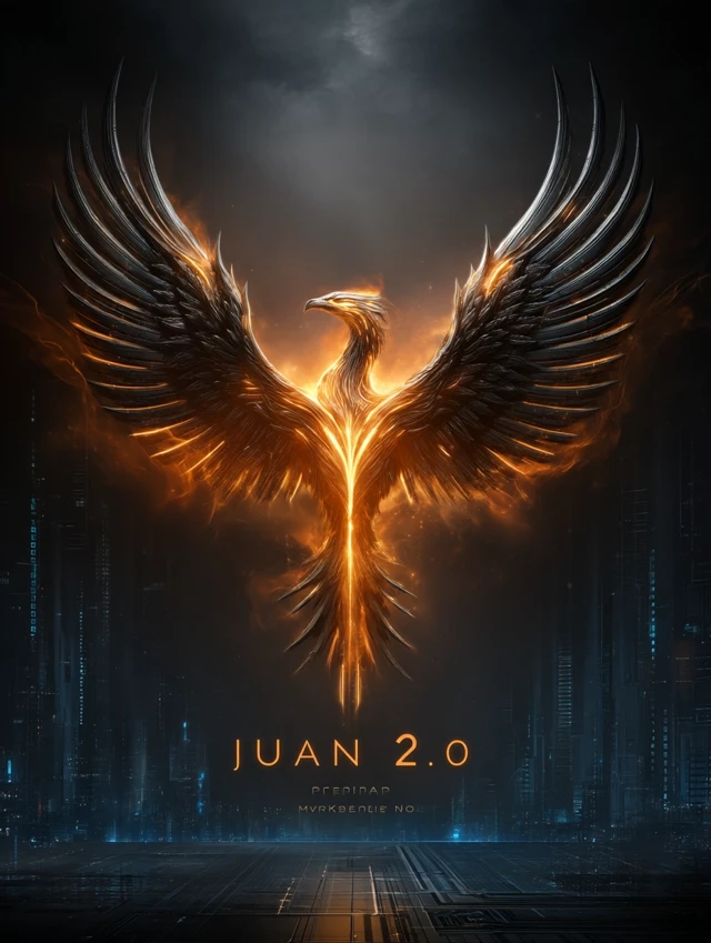 Cyberpunk Phoenix Rising From Ashes