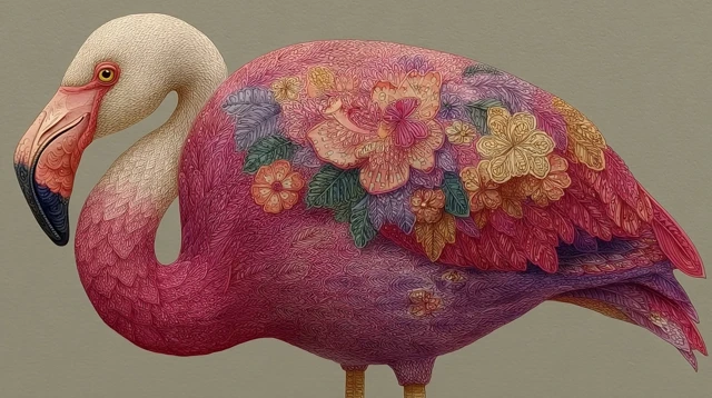 Flamingo Coloring Book Detailed Floral Illustration
