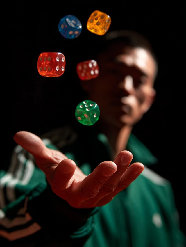 Man Playing Gonggi Dice Catching Game Studio Photo