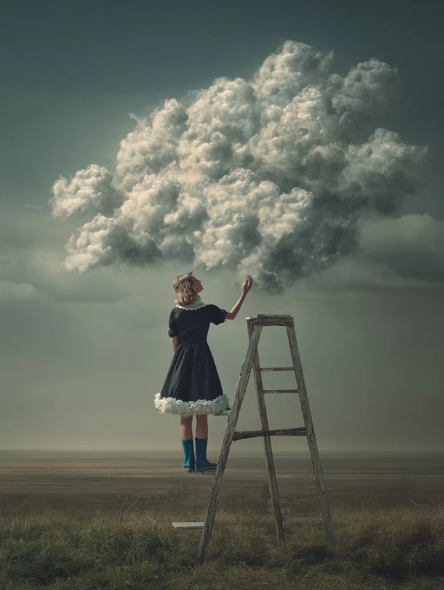 Surreal Dreamscape Touching the Clouds