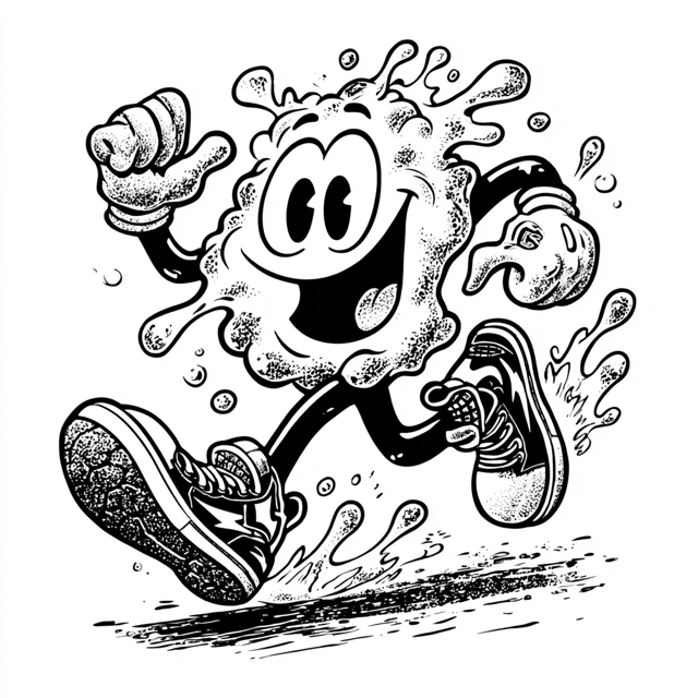 Retro Cartoon Slimeball Running Fast